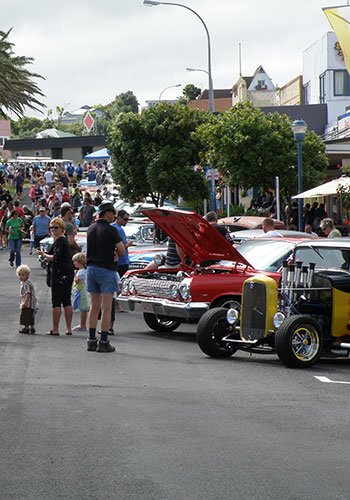 Classic car display in Raglan New Zealand