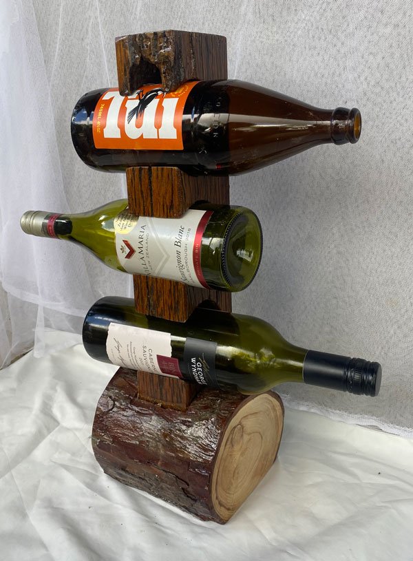 Functional Log Art wine rack